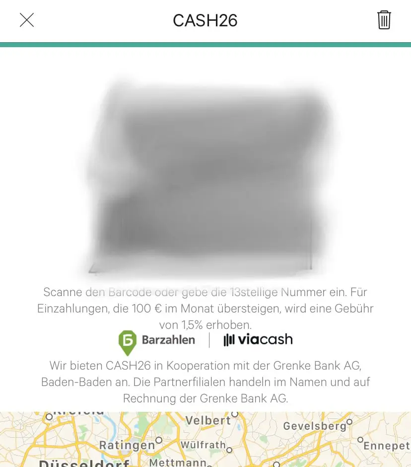 Geld abheben Strichcode Cash26