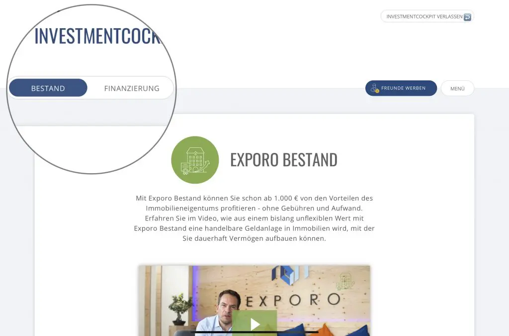 Investmentcockpit Backend Exporo