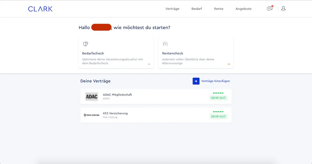 Clark Versicherungen hinzufügen Kontoeröffnung Anleitung How To 