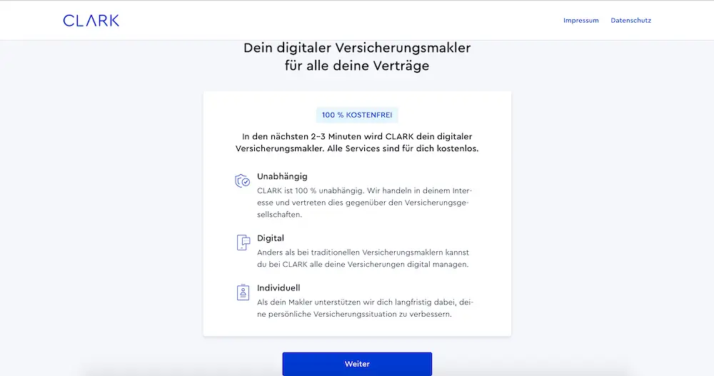 Clark-Kontoeröffnung Neukundenbonus Versicherungen