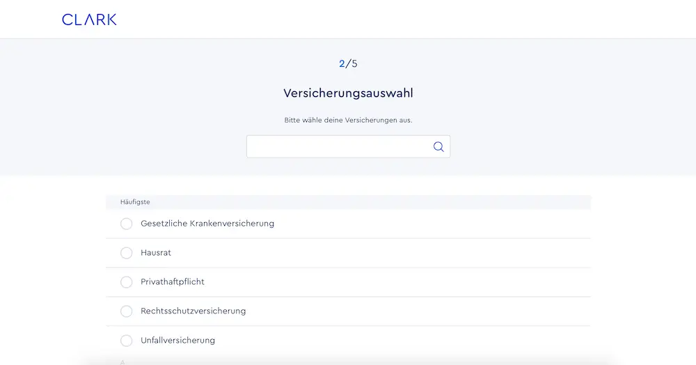 Clark-Kontoeröffnung Versicherungen Versicherunggesellschaft 