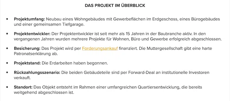 Zinsbaustein Projekte Übersicht