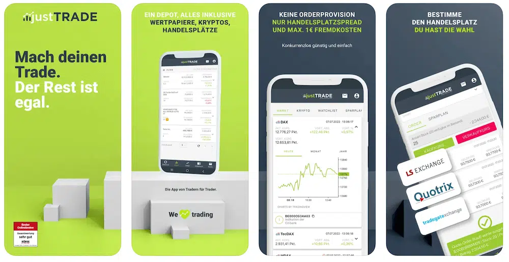 JustTrade Erfahrungen Erfahrungsbericht Test Testbericht Review Bewertung Apps Depot Broker Neobroker