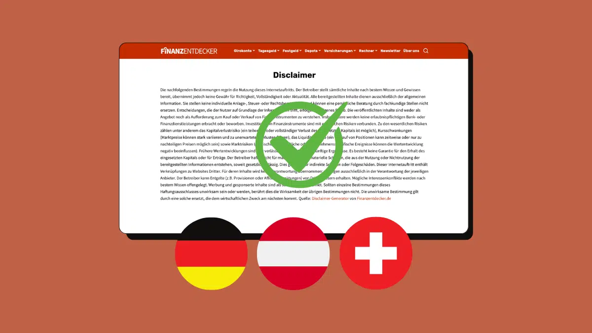 Kostenloser Disclaimer Generator Website Finanzen Geldanlage Anlageberatung Haftungsausschluss Risikohinweis Vorlage Anlageempfehlung